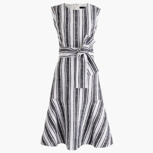 J. Crew Dresses & Skirts - J.CREW BLACK CREAM STRIPE MIDI DRESS